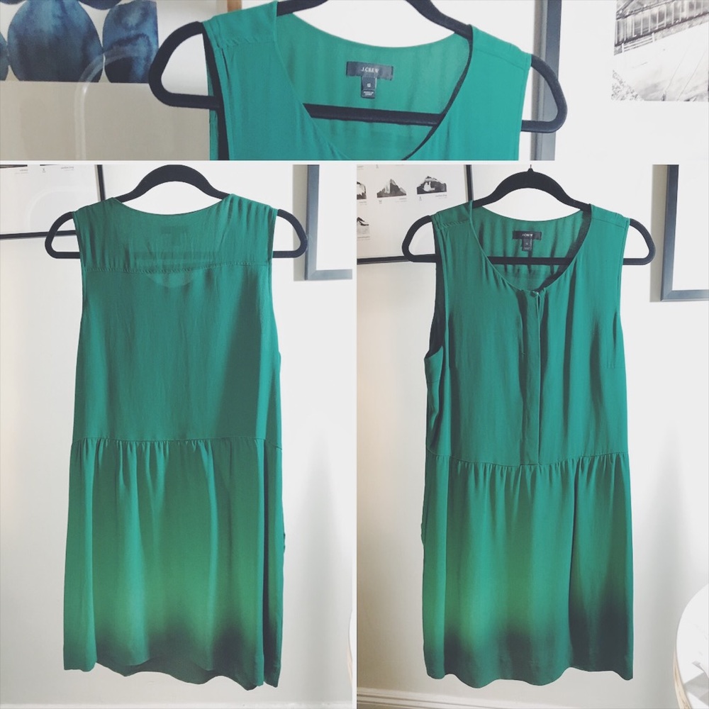 J. Crew Emerald Green Short A Line Crew Neck Dress